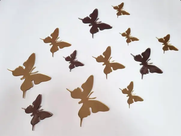 set 12 stickere oglinda fluturi aurii si bronz