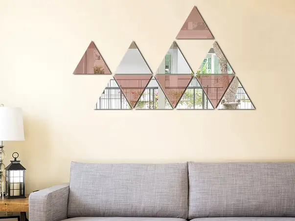 set 12 stickere oglinda triunghiuri argintii si bronz