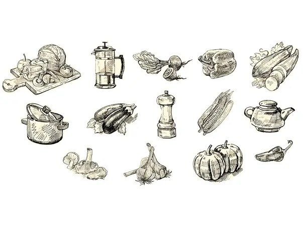 set 14 stickere bucatarie cuisine vintage s0