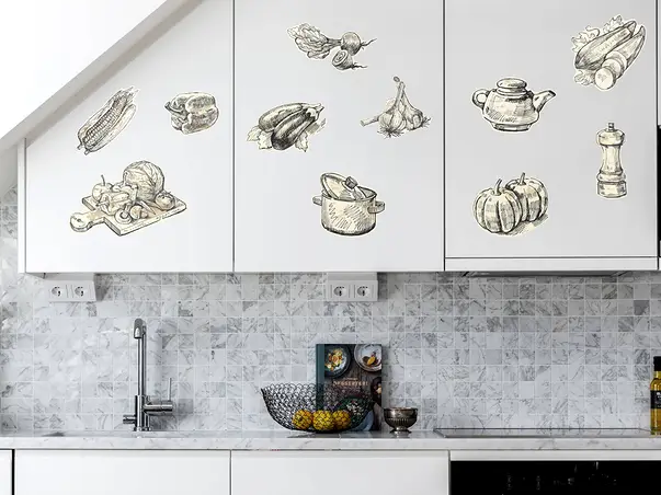 set 14 stickere bucatarie cuisine vintage s3