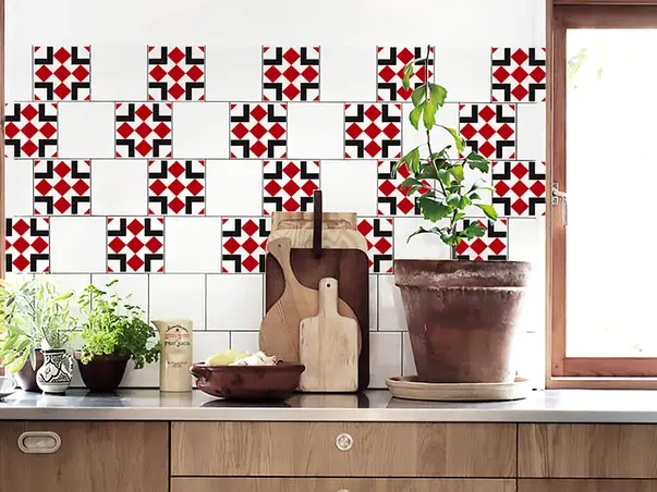 set 18 stickere faianta igit folina model negru rosu