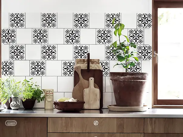 set 18 stickere faianta tea folina model negru