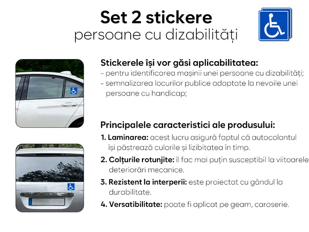 set 2 stickere auto persoana cu handicap dizabilitati 10x10 cm s02