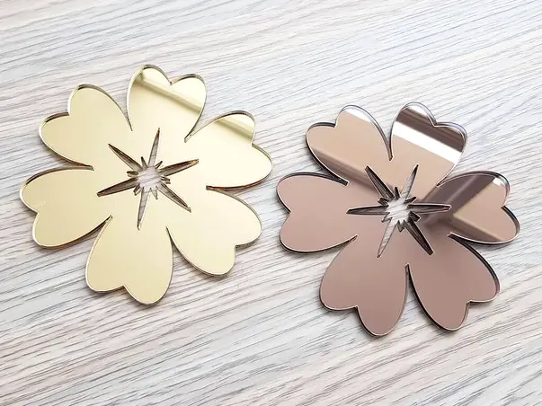set 2 stickere oglinda floare bronz si auriu