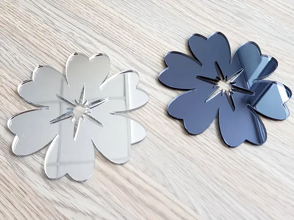 set 2 stickere oglinda floare gri si argintie