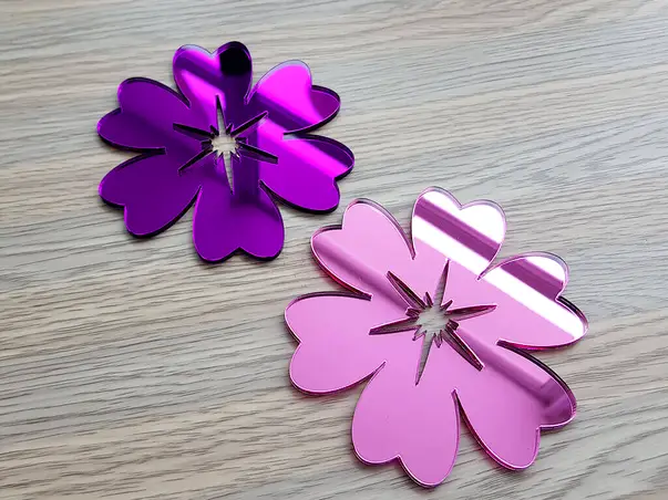 set 2 stickere oglinda floare mov si roz