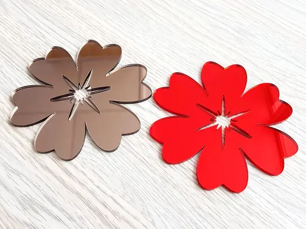 set 2 stickere oglinda floare rosie si bronz