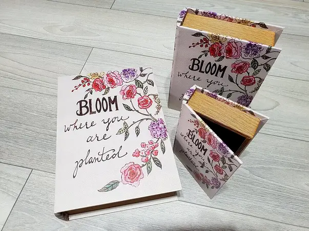 set 3 cutii decorative din lemn bloom