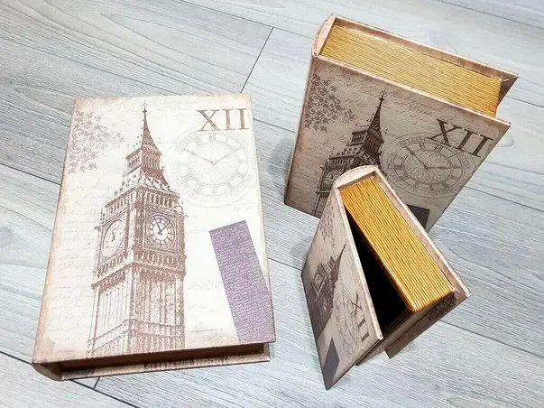 set 3 cutii decorative din lemn london