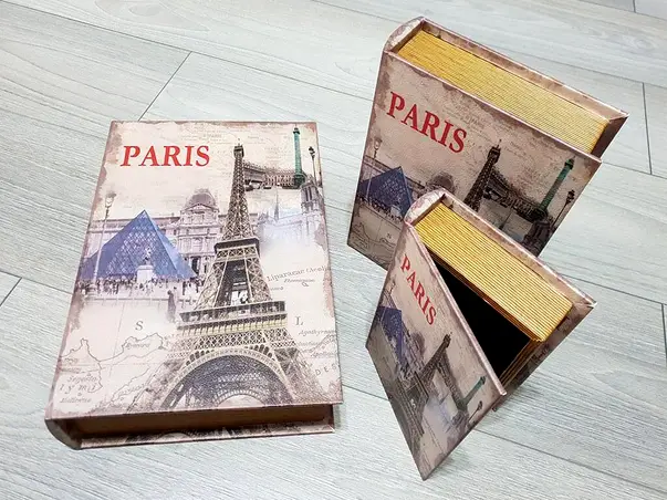 set 3 cutii decorative din lemn paris