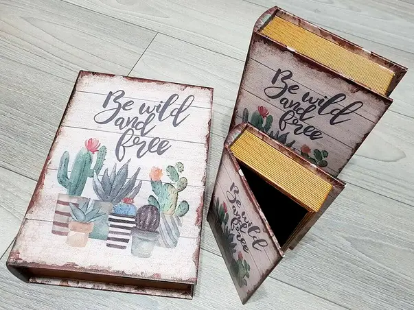 set 3 cutii decorative din lemn vintage