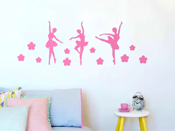 set 3 stickere balerine roz