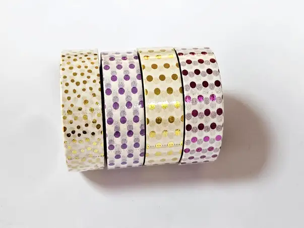 set 4 role washi tape cu buline colorate