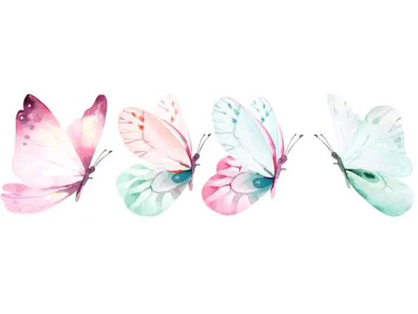 set 4 stickere fluturi folina culori pastel