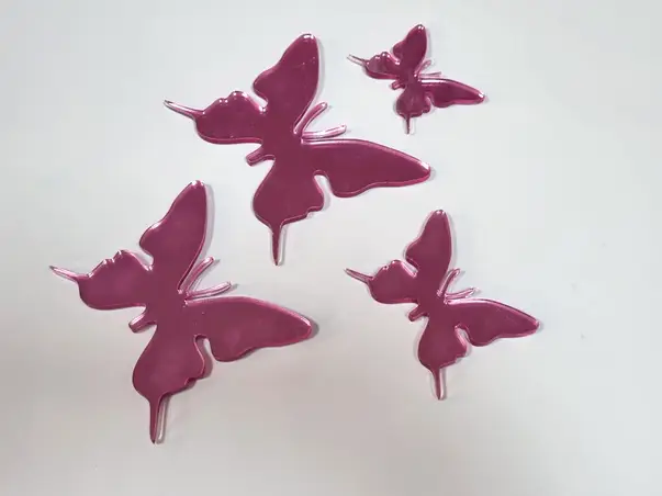 set 4 stickere oglinda fluturi roz