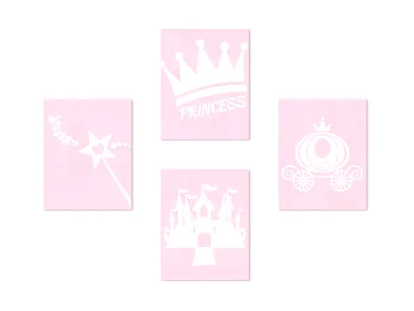 set 4 tablouri camera fetita printesa