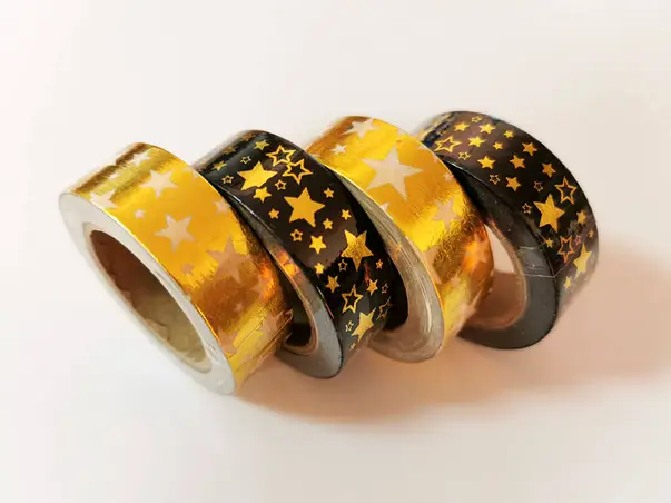 set 4 washi tape modele de craciun stelute aurii