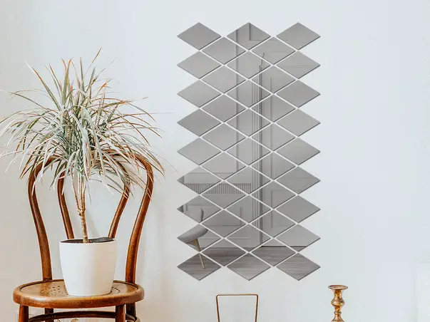 set 43 oglinzi acrilice romburi gri