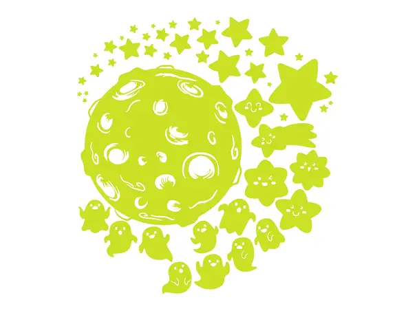 set 48 stickere fosforescente folina model luna si stele glow in the dark