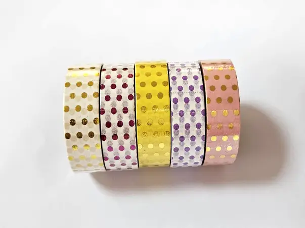 set 5 role washi tape cu buline colorate