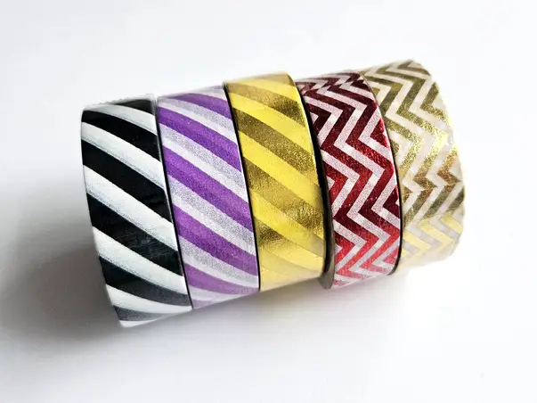 set 5 role washi tape cu dungi