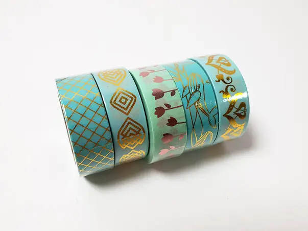 set 5 washi tape turcoaz