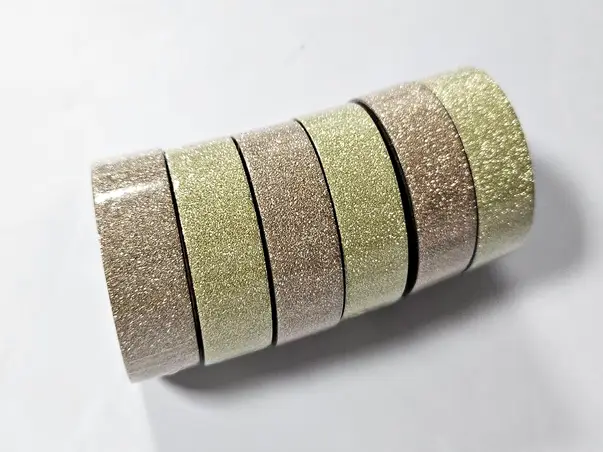 set 6 role washi tape glitter bej