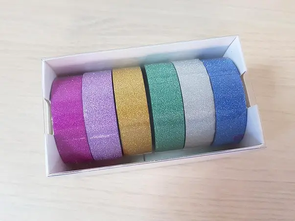 set 6 washi tape cu sclipici