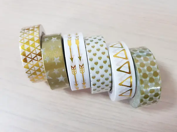 set 6 washi tape gold design