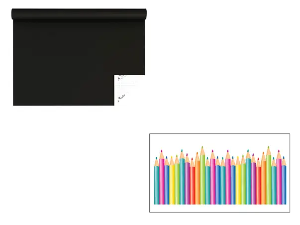 set autocolant tabla de scris si bordura creioane colorate decor pentru gradinita si scoala