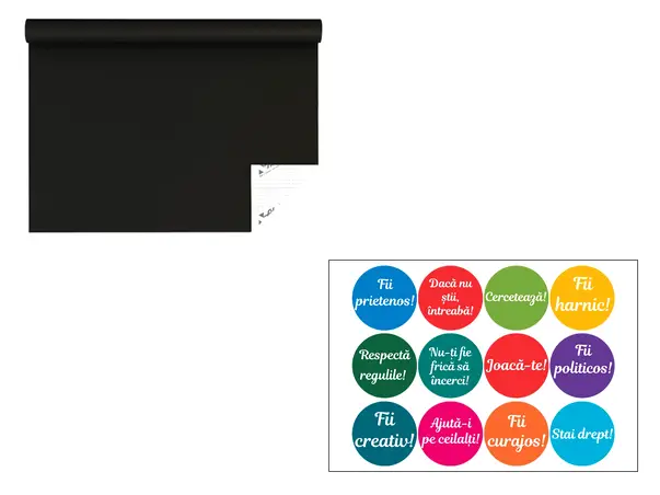 set autocolant tabla de scris si buline colorate cu mesaje decor pentru gradinita si scoala