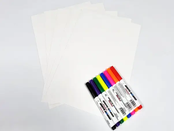 set coli a4 folie tabla de scris whiteboard cu markere colorate