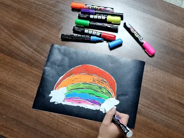 set craft folie tabla si markere colorate