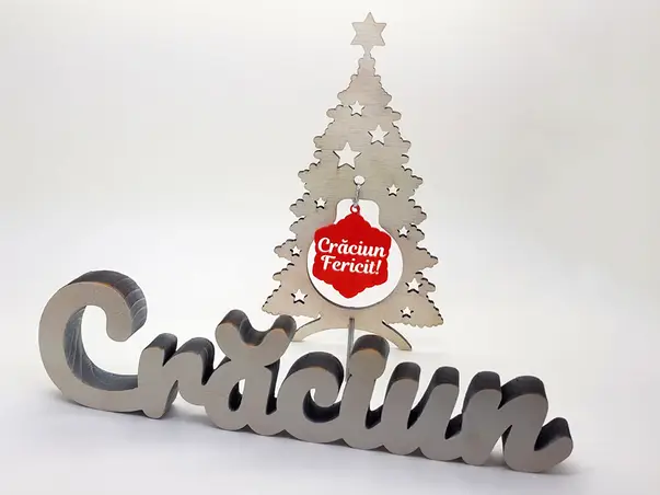 set decoratiuni albe craciun fericit model 2