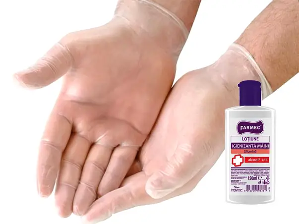 set manusi si lotiune igienizare maini farmec