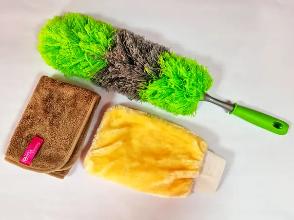 set pamatuf laveta microfibra manusa pentru sters praful