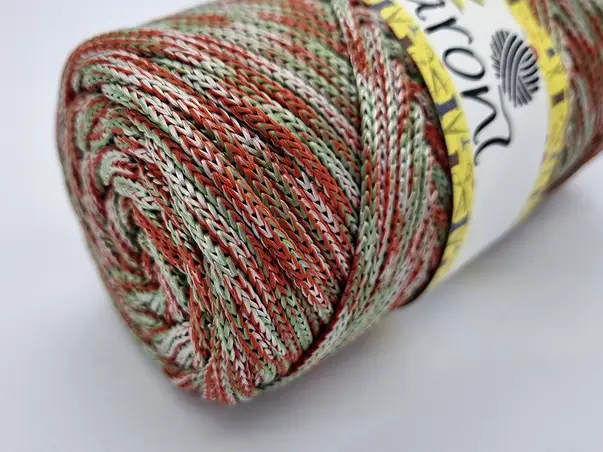 snur colorat pp macrame xl melank caramiziu verde