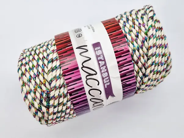 snur decorativ alb glitter multicolor