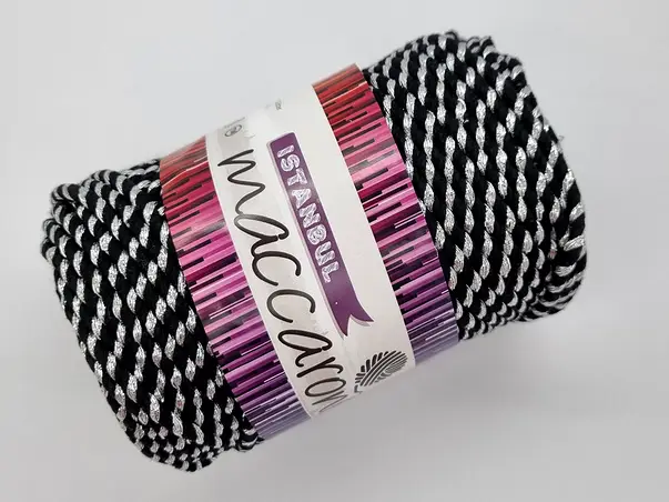 snur decorativ glitter negru argintiu