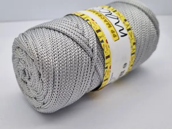snur gri argintiu pp macrame xl