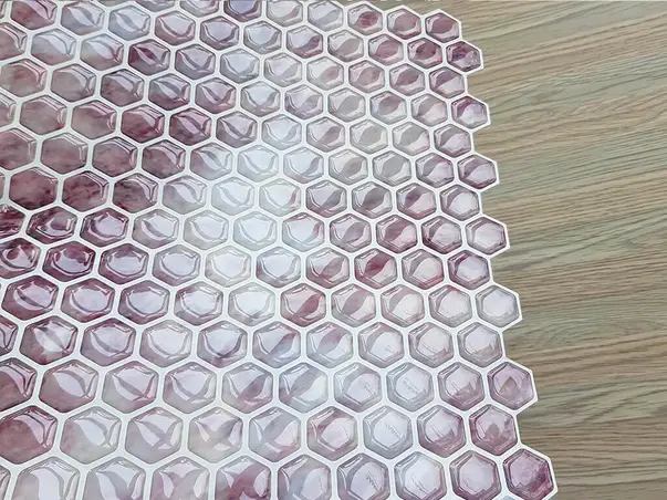 sticker 3d faianta violet hexagoane mici