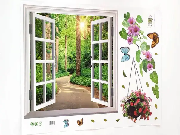 sticker 3d fereastra catre padure