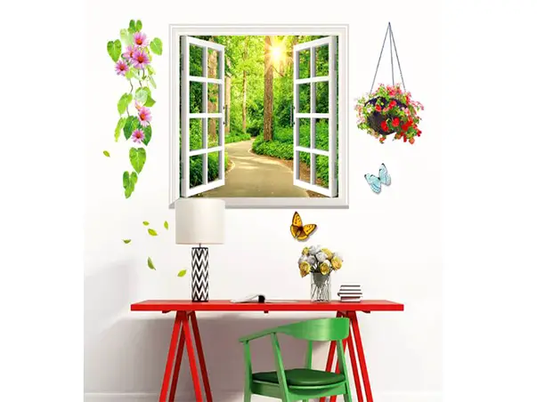 sticker 3d fereastra padure