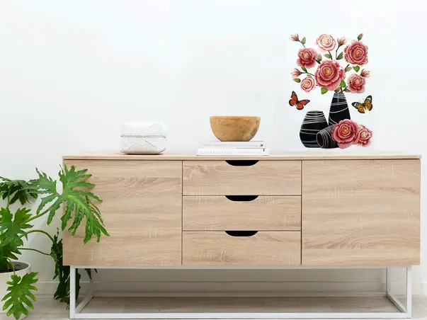 sticker 3d flori roz