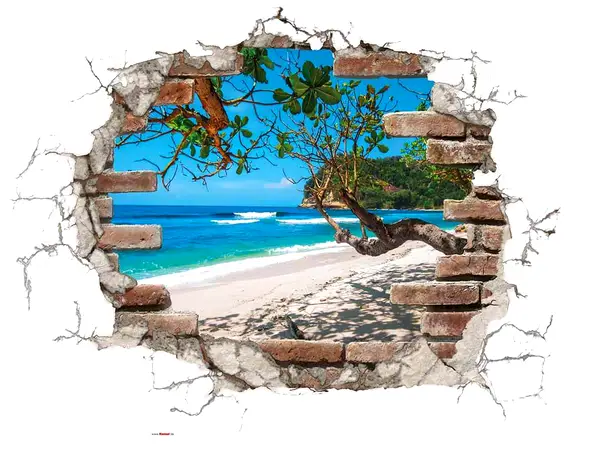 sticker 3d plaja tropicala break out