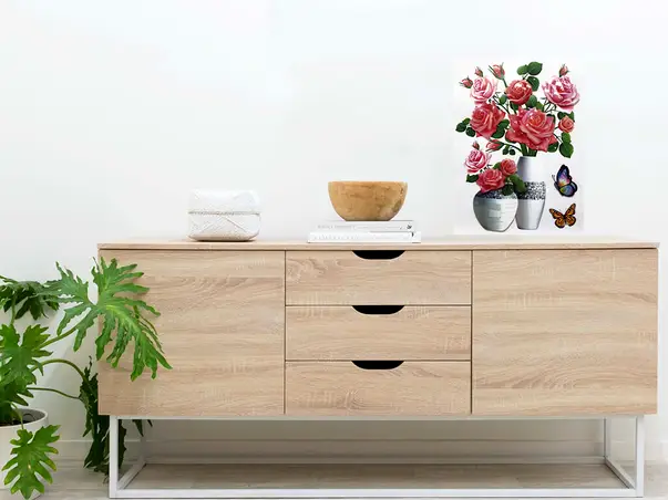 sticker 3d trandafiri roz