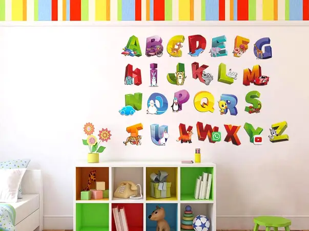 sticker alfabet colorat cu imagini