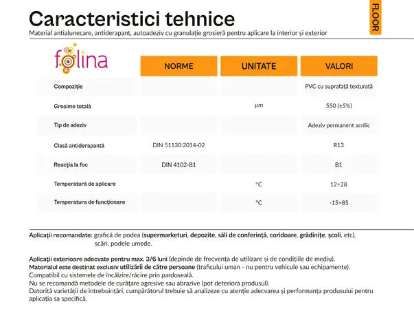 sticker antiderapant pentru podea stop autoadeziv granulatie grosiera 60x60 folina s04