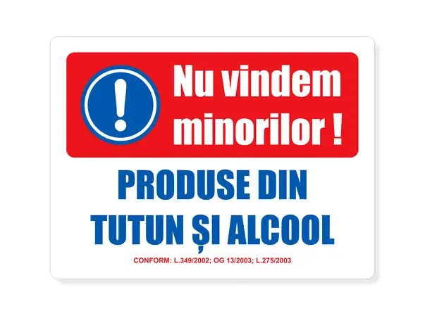 sticker atentionare nu vindem minorilor tutun si alcool autocolant folina 15x20cm s00