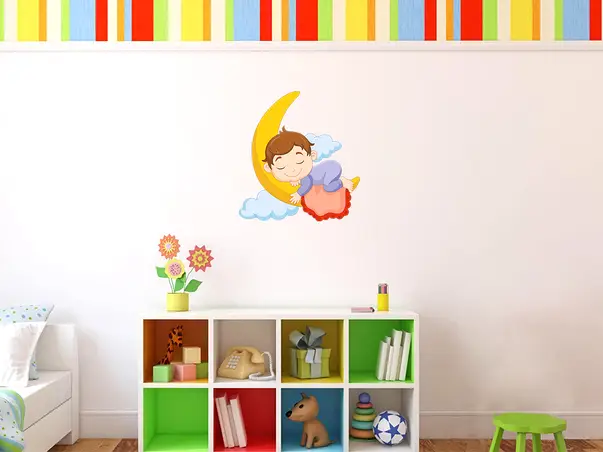 sticker baiat dorming pe luna folina 50cm 2